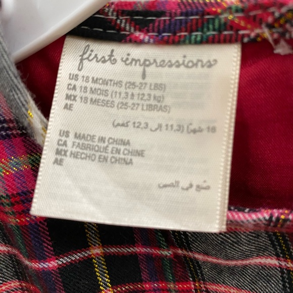 First Impressions Plaid Bubble Dress with Matching Bloomer - Picture 3 of 5